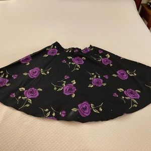 Black ‘n Purple Flowered Skirt, 2x, Stretch Synthetic